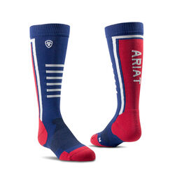 Ariat Kids' Slimline Over-the-Calf Socks - Navy/Red