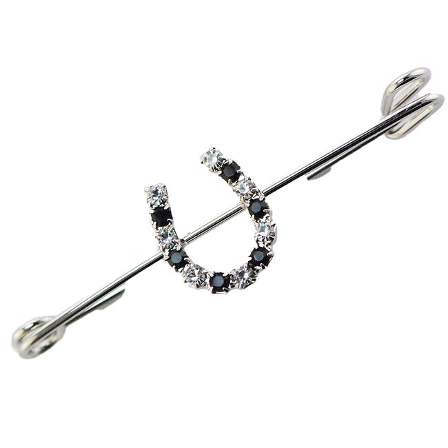 Finishing Touch of Kentucky Stock Pin Rhinestone Horseshoe Jet