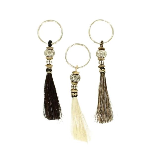 M & F Western Products Horsehair Keychain with Metal Beads image number null