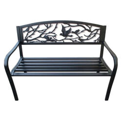 Backyard Expressions Birds Garden Bench - Black