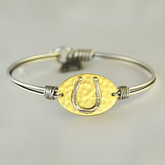 Finishing Touch of Kentucky Bracelet - Wire Bangle with Silver Horseshoe image number null