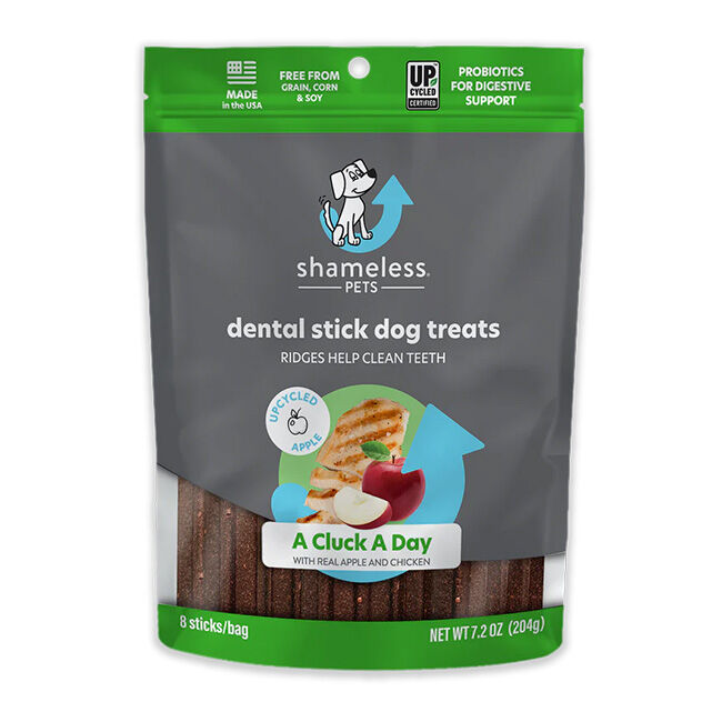 Shameless Pets Dental Stick Dog Treats - A Cluck A Day with Real Apple & Chicken - 7.2 oz image number null