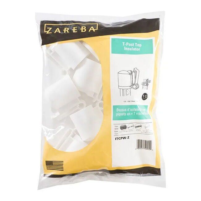 Zareba T-Post Top Insulator - White - 10-Pack image number null
