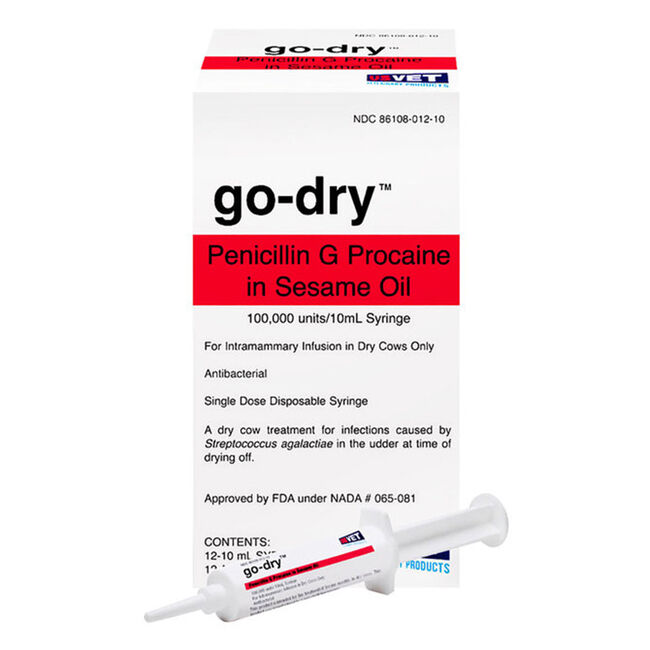 US Vet Go-Dry Penicillin G Procaine Dry Cow Mastitis Treatment - Single Syringe image number null