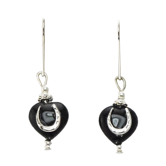 Finishing Touch of Kentucky Horseshoe Silver/Black Dangle Earrings  image number null