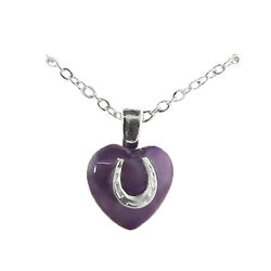 Finishing Touch of Kentucky Necklace - Heart & Horseshoe - Purple