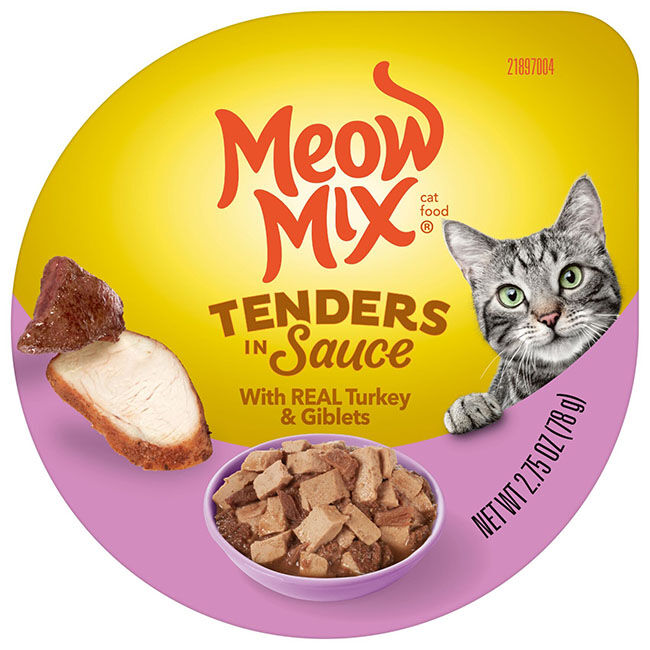 Meow Mix Tenders in Sauce Cat Food - Poultry & Beef Favorites Variety Pack - 24 Count Carton image number null