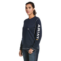 Ariat Women's Rebar Workman Logo Long-Sleeve T-Shirt - Navy