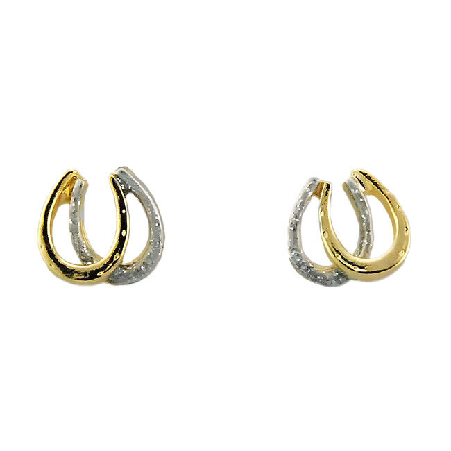 Finishing Touch of Kentucky Earrings - Double Horseshoe - Gold & Silver image number null