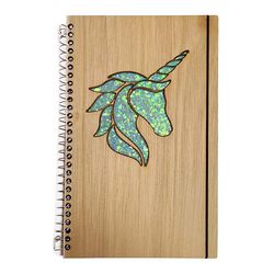 Genesis 3D Lined Journal - Mystical Unicorn - Ocean Mist Glitter