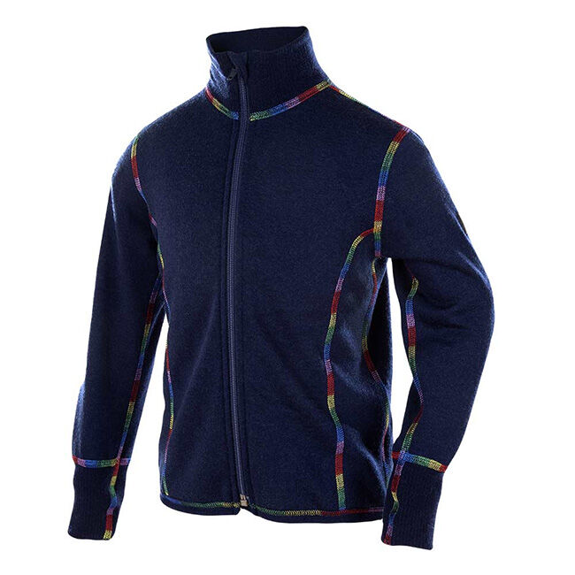 Janus Kids' 100% Merino Wool Rainbow Jacket - Navy image number null