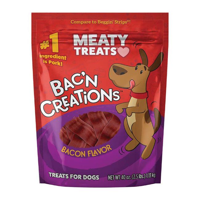 Meaty Treats Bac'n Creations Dog Treats - Bacon Flavor image number null