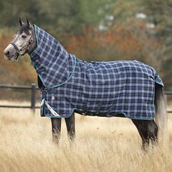 Horseware Rhino Plus Turnout with Vari-Layer (250g Medium) - Navy Check/Teal