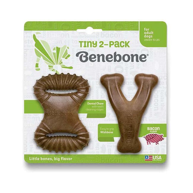 Benebone Tiny 2-Pack - Bacon Flavor - Dental Chew and Wishbone image number null