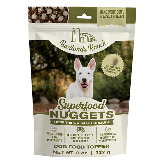 Badlands Ranch Superfood Nuggets Dog Food Topper - Beef Tripe & Kale Formula - 8 oz image number null