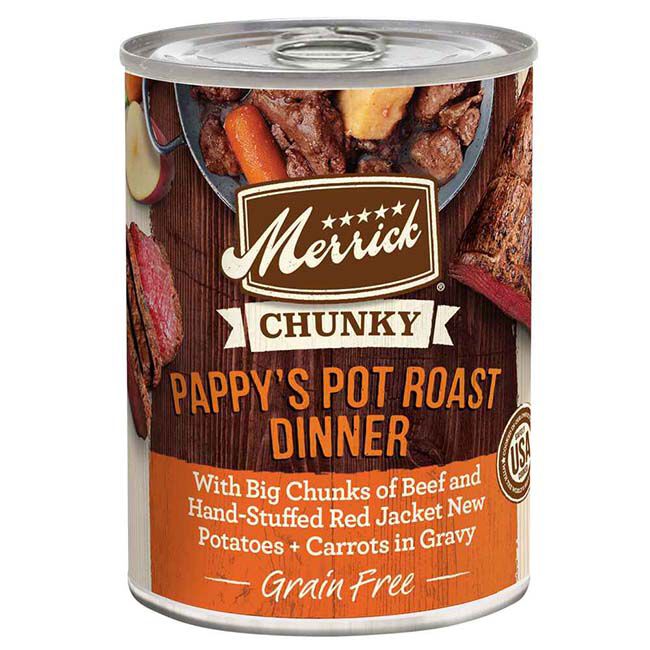 Merrick Chunky Grain Free Pappy's Pot Roast Dinner in Gravy Wet Dog Food  image number null
