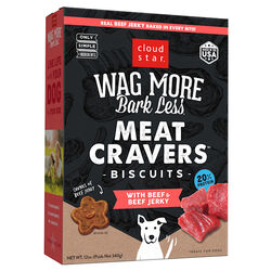 Cloud Star Wag More Bark Less Meat Cravers Biscuits - Beef & Beef Jerky - 12 oz