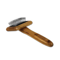 Bamboo Groom Soft Slicker Brush with Stainless Steel Pins and Comfort Tips