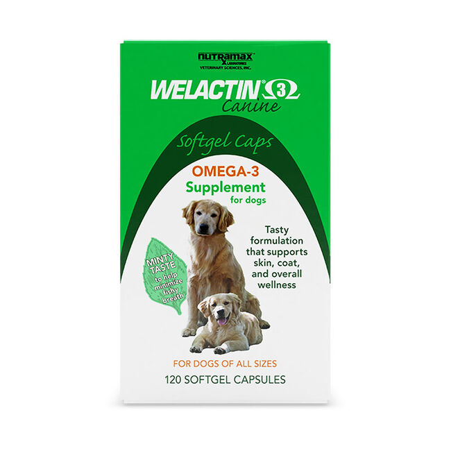 Nutramax Welactin Omega-3 Fish Oil Skin and Coat Health Supplement Liquid for Dogs - 120 Softgels image number null