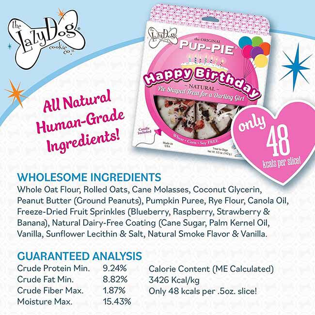 The Lazy Dog Cookie Co. Original Pup-Pie - Happy Birthday - Pie-Shaped Treat for a Darling Girl image number null