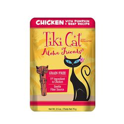 Tiki Pet Aloha Cat Wet Food Pouches - Chicken Pumpkin and Beef 2.5oz 