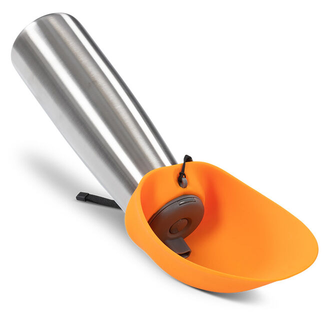 Messy Mutts Double Wall Insulated Travel Water Bottle with Silicone Flip-Up Bowl image number null