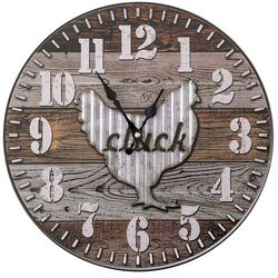 Tough1 Rustic Wall Clock - Chicken Cluck