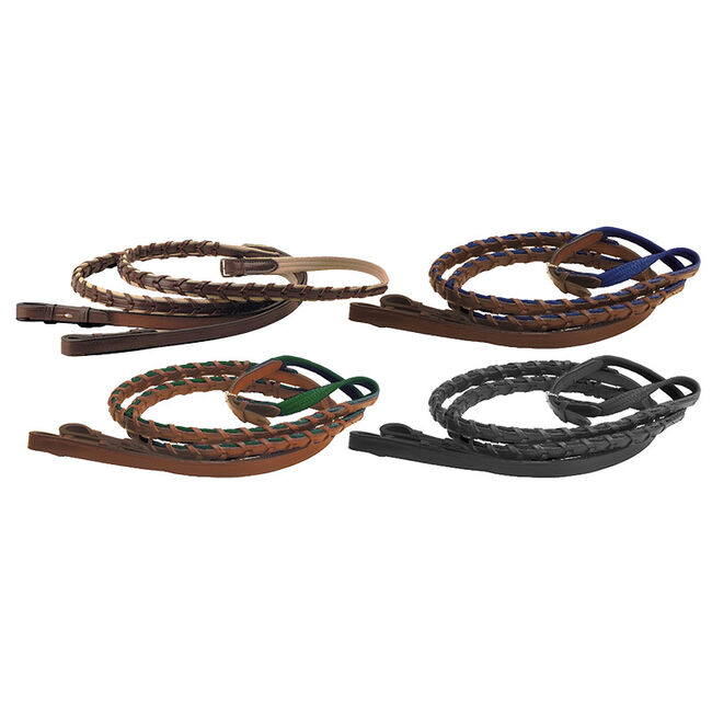 Tory Leather 5/8" Cross Country Reins with Lacing Over Cotton Web image number null