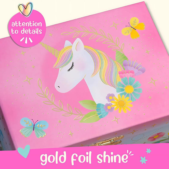 Giggle & Honey Deluxe Musical Jewelry Box - Floral Unicorn image number null