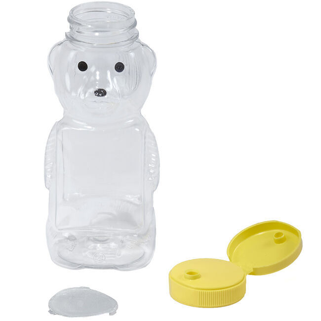 12 Ounce Plastic Bear Bottle case of 12 Bottles with Lids image number null