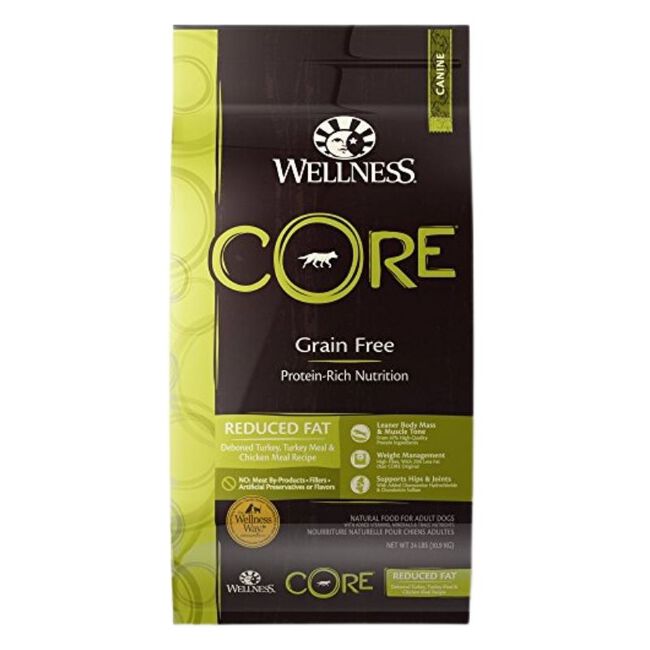 Wellness CORE Grain-Free Reduced-Fat Dog Food - Deboned Turkey, Turkey Meal & Chicken Meal Recipe - 24 lb image number null