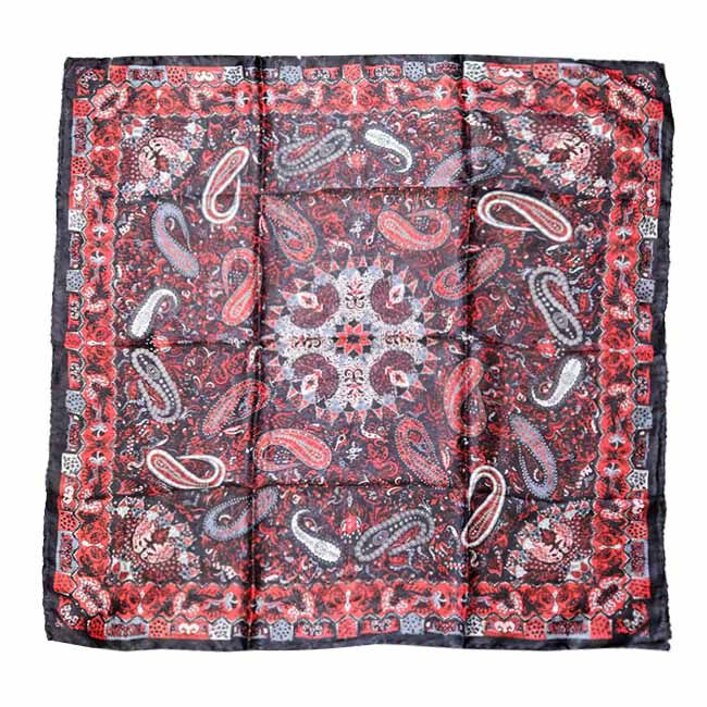 Wyoming Traders Wild Rag Paisley Silk Scarf - Red/Silver image number null