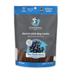 Shameless Pets Dental Stick Dog Treats - The Tooth Berry with Real Blueberry & Mint - 7.2 oz