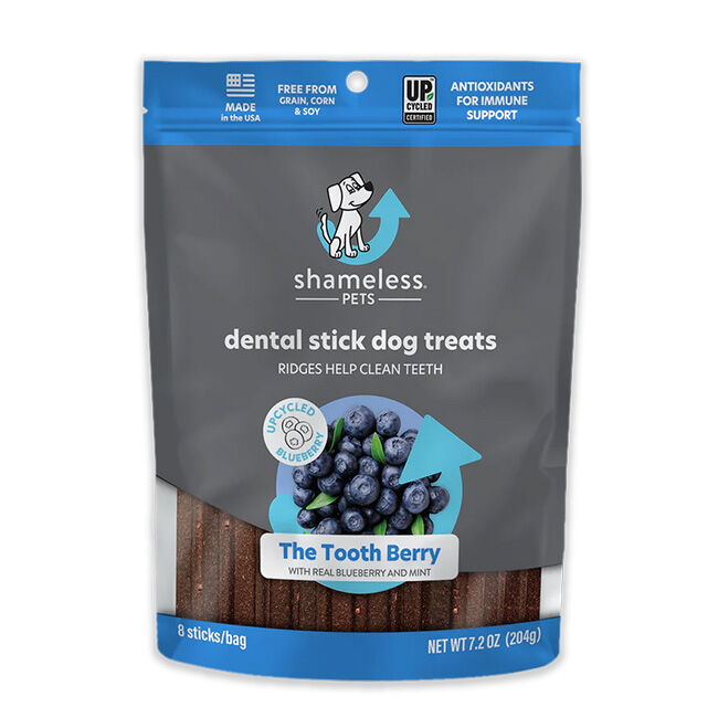 Shameless Pets Dental Stick Dog Treats - The Tooth Berry with Real Blueberry and Mint - 7.2 oz image number null