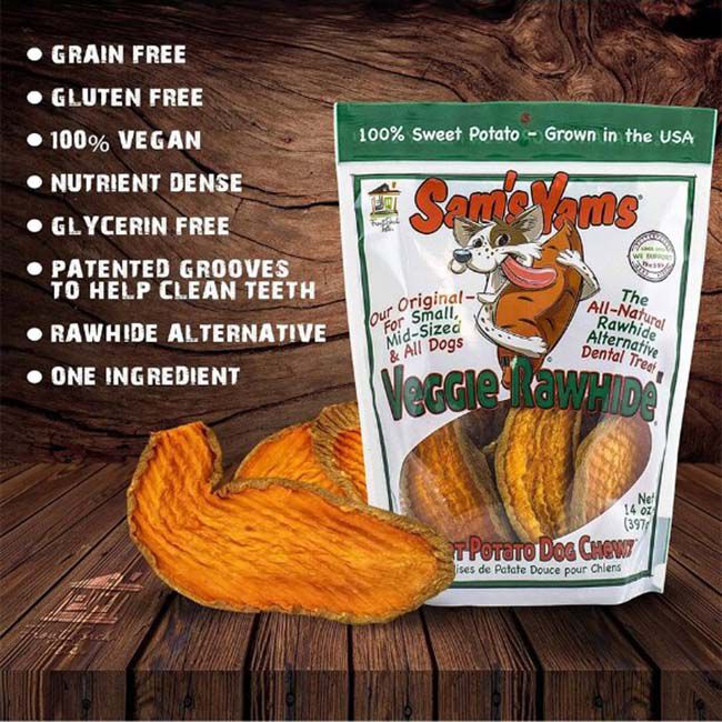 Sam's Yams Veggie Rawhide - Sweet Potato Dog Chews - 5 oz image number null