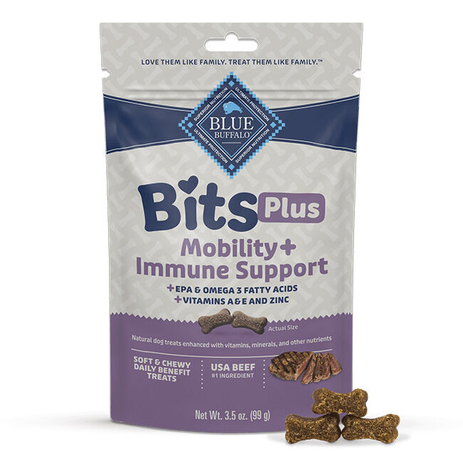 Blue Buffalo Blue Bits Plus Dog Treats - Beef Recipe with Mobility & Immune Support - 3.5 oz image number null