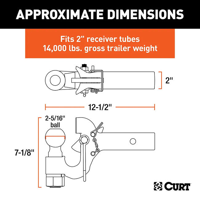 CURT SecureLatch Receiver-Mount Ball & Pintle Hitch image number null
