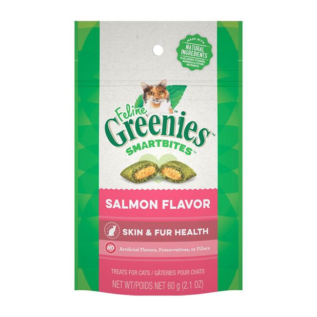 Greenies Feline Smartbites Skin & Fur Health Treats - Salmon Flavor - 2.1 oz image number null