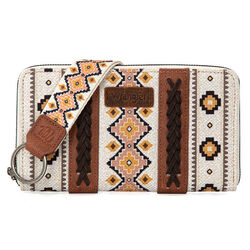 Wrangler Southwestern Art Print Wallet - White/Coffee