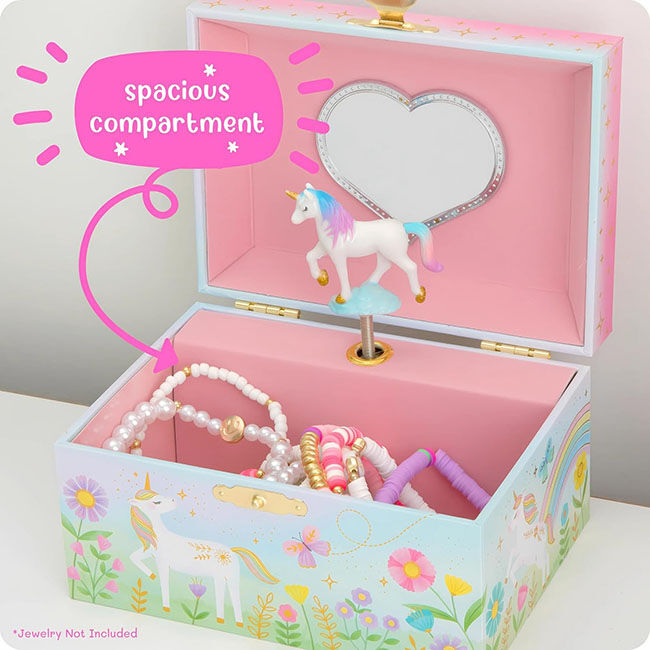 Giggle & Honey Deluxe Musical Jewelry Box - Floral Unicorn image number null