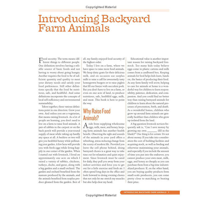 The Backyard Homestead Guide to Raising Farm Animals: Choose the Best Breeds for Small-Space Farming, Produce Your Own Grass-Fed Meat, Gather Fresh Eggs, Collect Fresh Milk, Make Your Own Cheese, and More image number null
