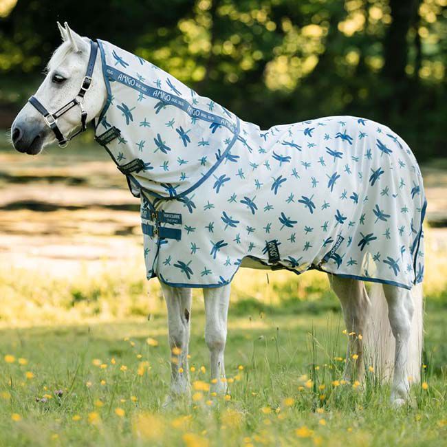 Horseware Amigo Bug Rug Plus Pony Fly Sheet - Dragonfly Print/Silver/Blue/Sage image number null