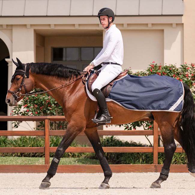 Horseware Amigo Ripstop Exercise Sheet - Navy/Titanium Grey image number null