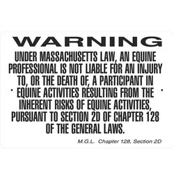 Noble Beasts Graphics Massachusetts Equine Liability Sign