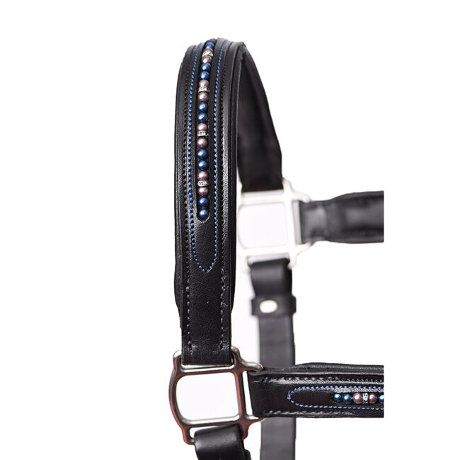 Perri's Leather Padded Leather Halter with Pearl Bling image number null