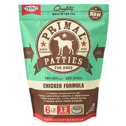 Primal Raw Frozen Dog Food - Chicken Patties - 6 lb
