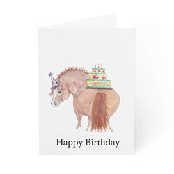 Sona Equestrian Adorable Ponies Greeting Card - Birthday Cake