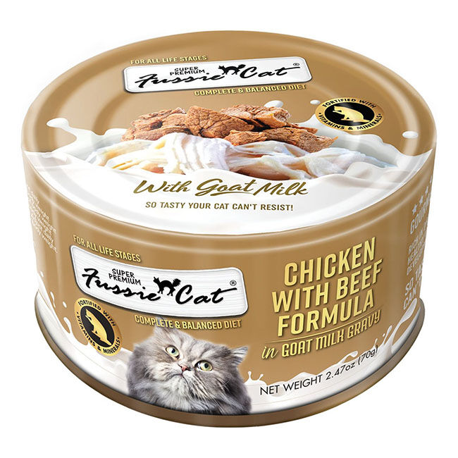 Fussie Cat Goat Milk Formulas - Chicken with Beef in Goat Milk Gravy - 2.47 oz image number null