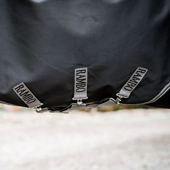 Horseware Rambo Supreme 1680D Vari-Layer Turnout (250g Medium) - Black/Thunderstorm Grey & Silver image number null