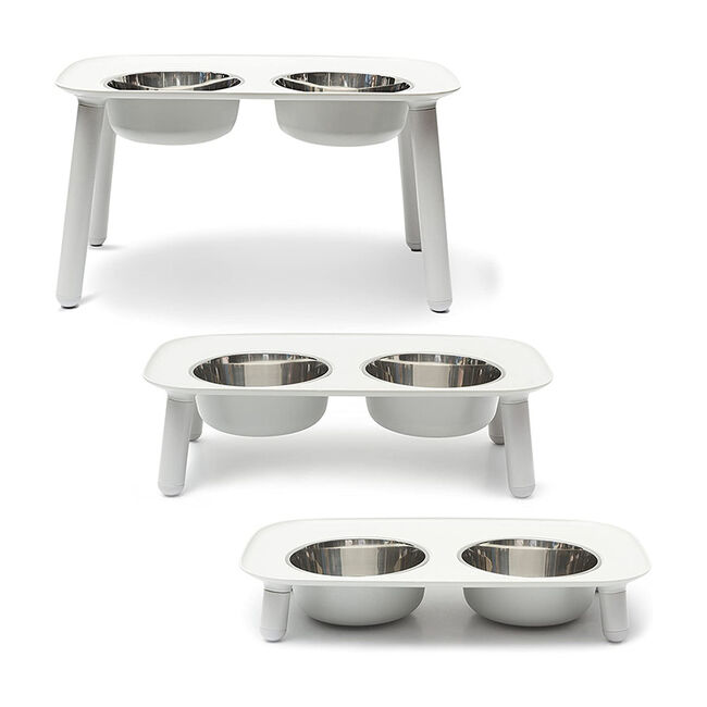 Messy Mutts Silicone Double Feeder Elevated Bowl - Gray image number null